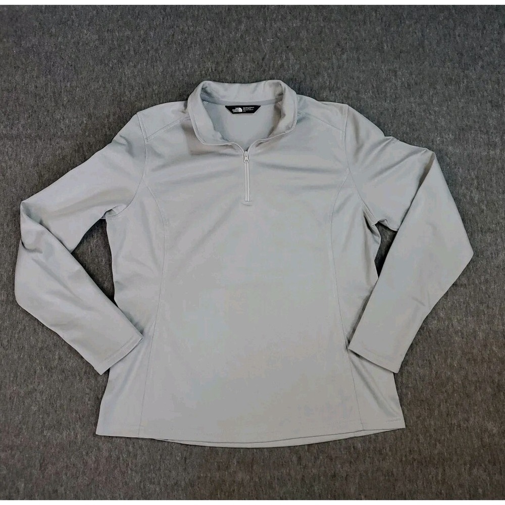 The North Face Jacket Womens Large Tech‎ 1/4 Zip Pullover Gray Hiking Running